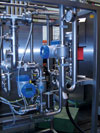 The flowmeters fitted at the inlet to the centrifuge are used to control the output from the feed pump